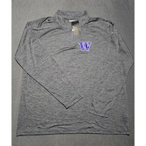 Washington Huskies Sweater Mens 2XL Gray 1/4 Zip Pullover Long Sleeve New NWT